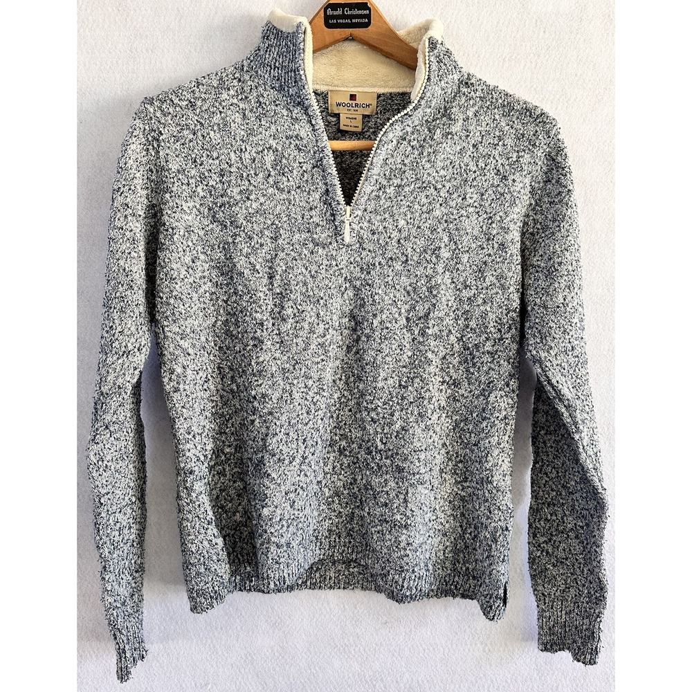 Woolrich Blue Sweater Fleece Lined Neck Blue 1/4 Zip Women’s Sz L (M)